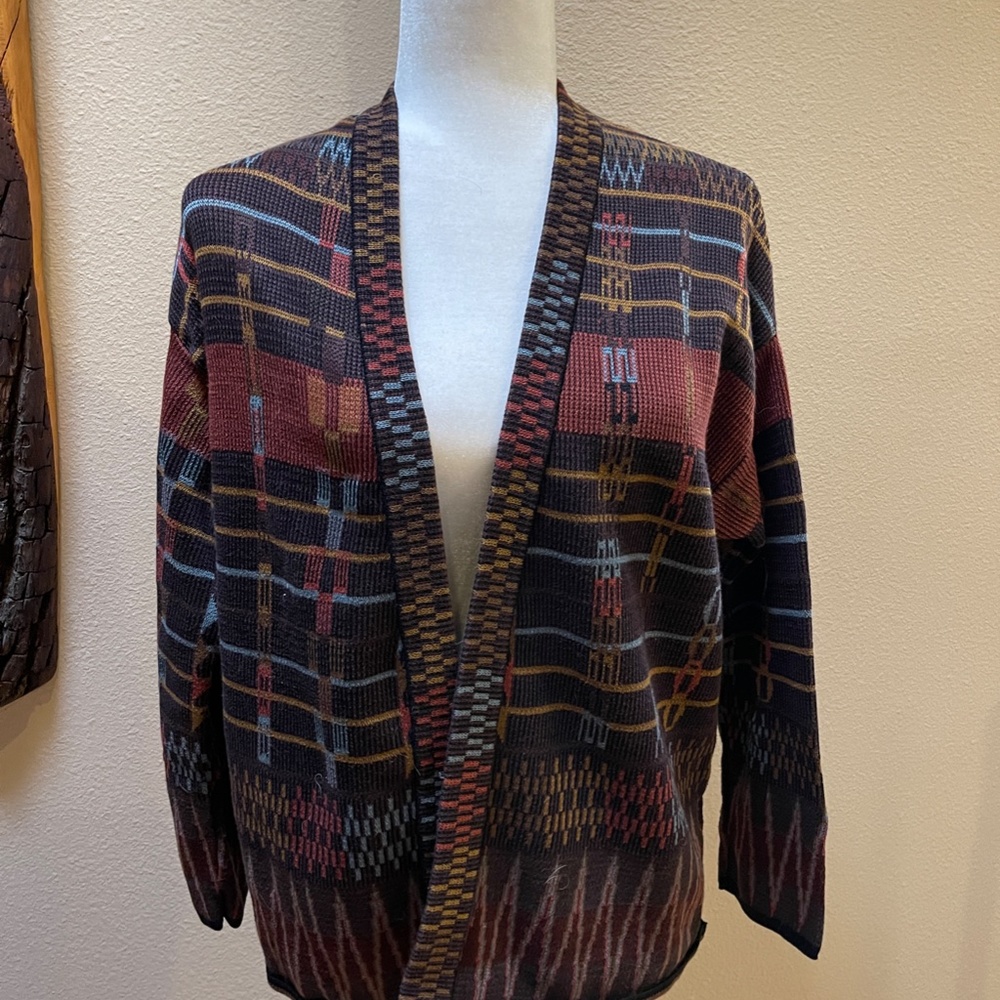 Peruvian Connection Geometric Open Cardigan Size … - image 2